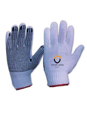 Custom  Polka Dotted Cotton Gloves with Logo Print